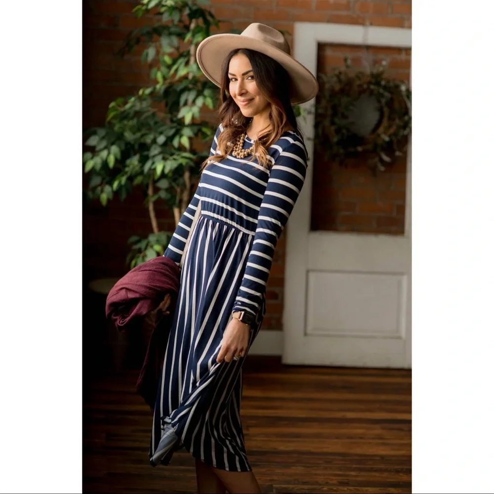 Brand New | Striped Midi Dress - Picture 2 of 16